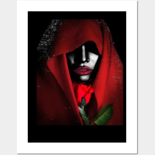 Woman with Red Rose and Hood Posters and Art